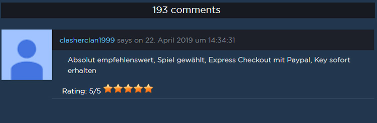 Spiel-Key-Bewertungen und Bewertungen