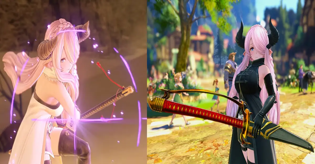 Vergleich zwischen Standard-Gameplay und kosmetischen Rüstungssets der Deluxe Edition in Granblue Fantasy Relink