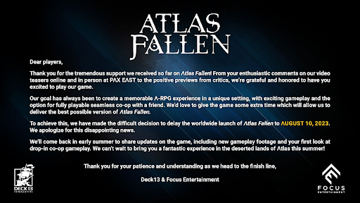 Atlas Fallen Entwickler Deck13 gibt Verzögerung bekannt Atlas Fallen Entwickler Deck13 gibt Verzögerung bekannt