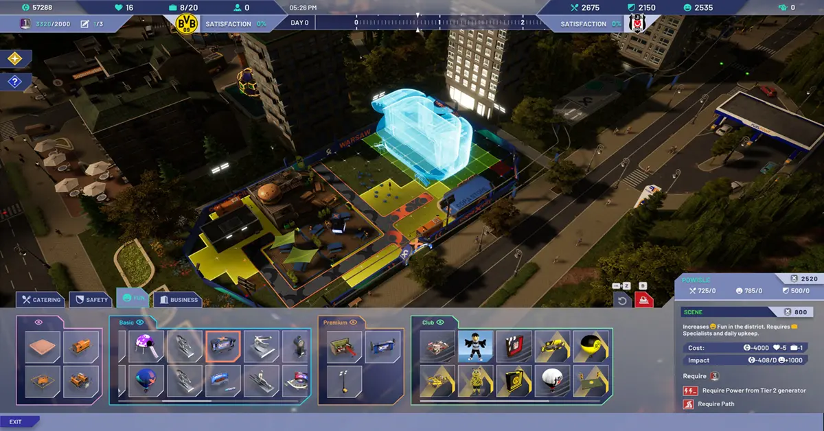 Copa City Spieltag Fan-Zonen-Management-Interface