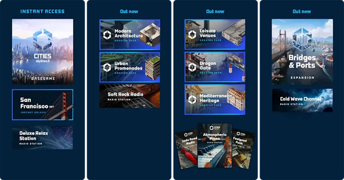Vergleich von Editionsinhalten und DLC-Roadmaps für Cities: Skylines 2.