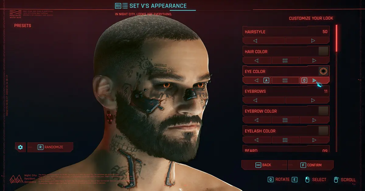 Eine grafische Nebeneinanderstellung der Benutzeroberfläche von Cyberpunk 2077