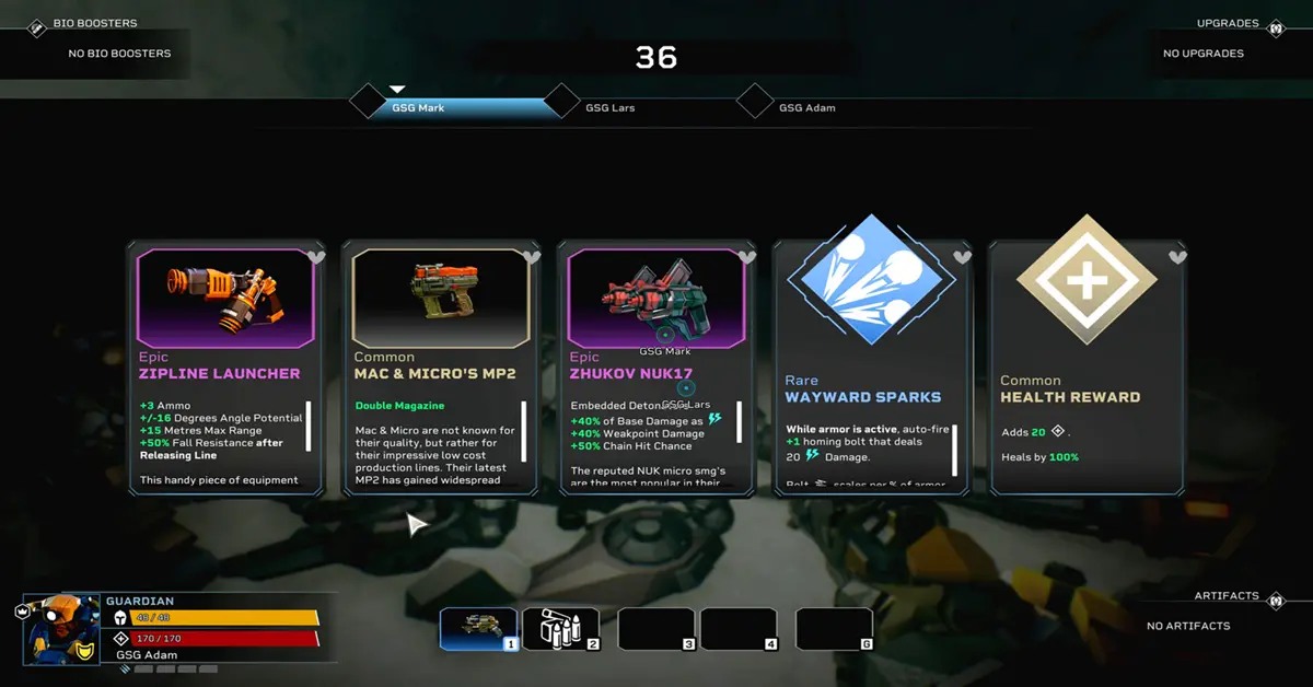 Ein detaillierter Blick auf die neue Klassen-Loadout-Benutzeroberfläche und die Waffenauswahlbildschirme in Deep Rock Galactic Rogue Core