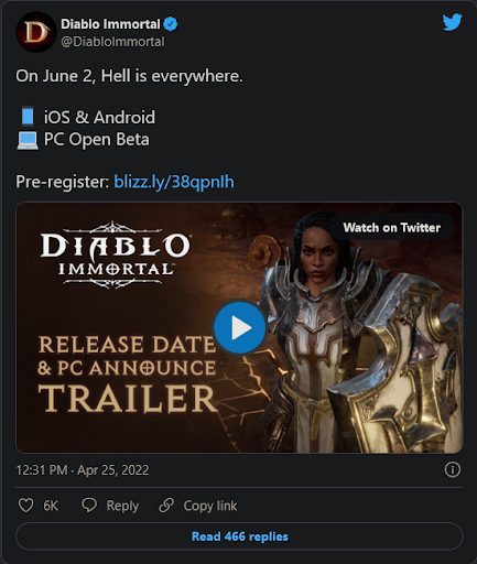 Anmelden für Diablo Immortal