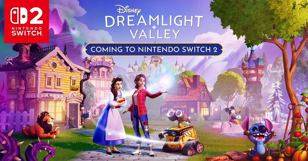 Charaktere aus Disney Dreamlight Valley im Dorf auf der Nintendo Switch 2