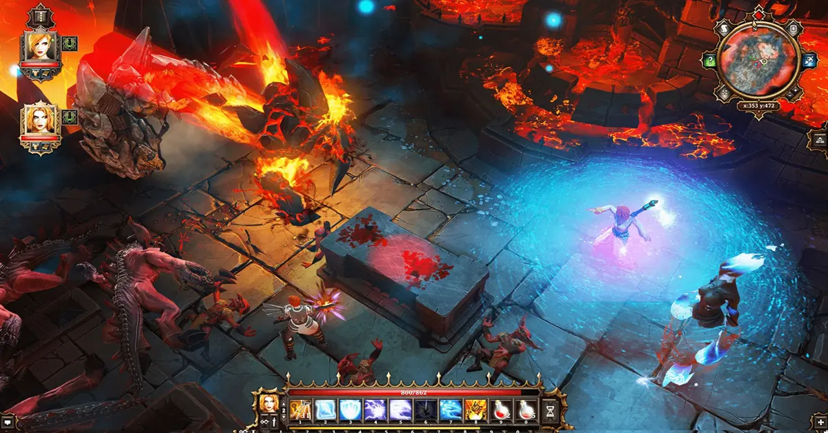 Rundenbasierte taktische Kämpfe in Divinity Original Sin Enhanced Edition mit dynamischen elementaren Magieeffekten.