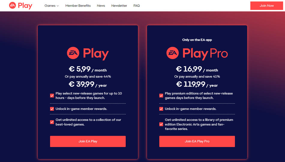 EA Play Standard und Pro, die neuen Preise