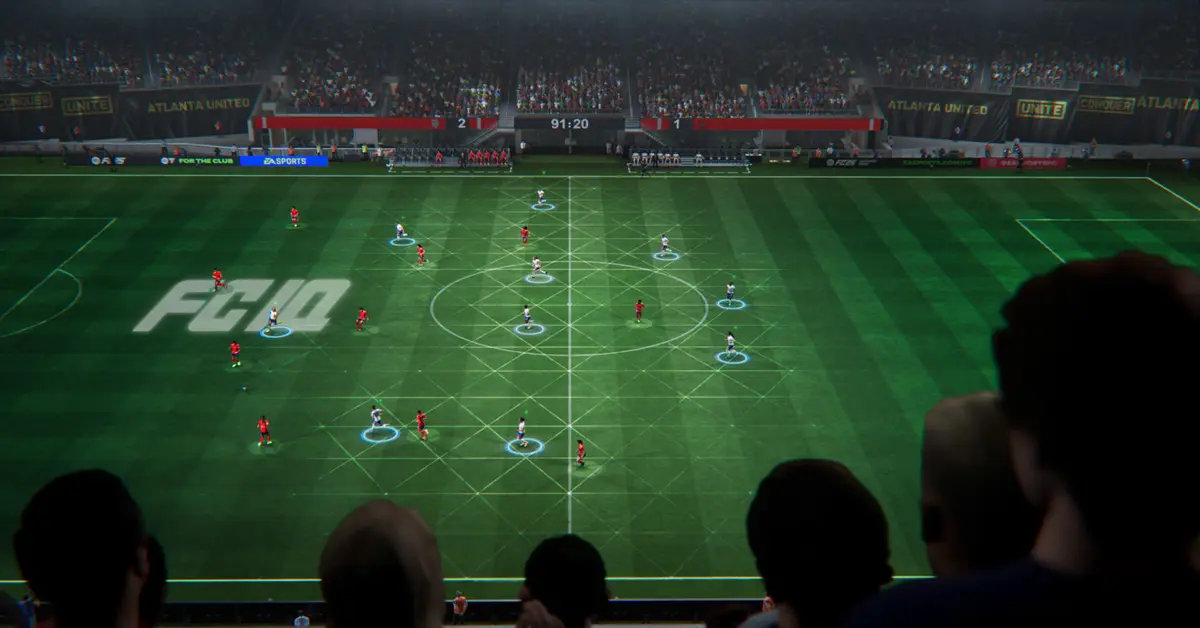 EA SPORTS FC 25 Match-Gameplay-Bildschirm mit Ultimate Team-Spielern