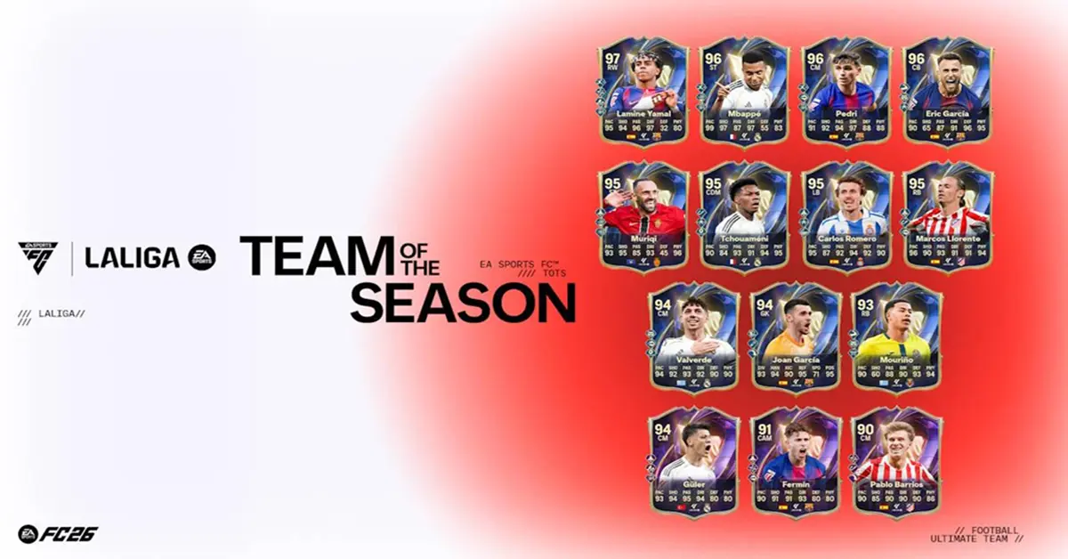 EA SPORTS FC 26 Menü-Benutzeroberfläche, die die Team of the Season-Optionen zeigt