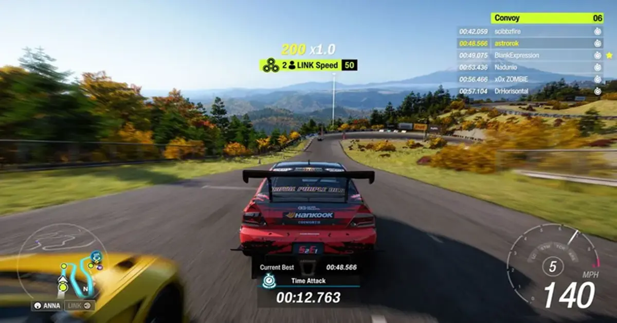 Forza Horizon 6 Gameplay-UI zeigt ein Menü für den Rennneustart und das Aufgebot von über 550 Autos vor einem japanischen Gebirgspass