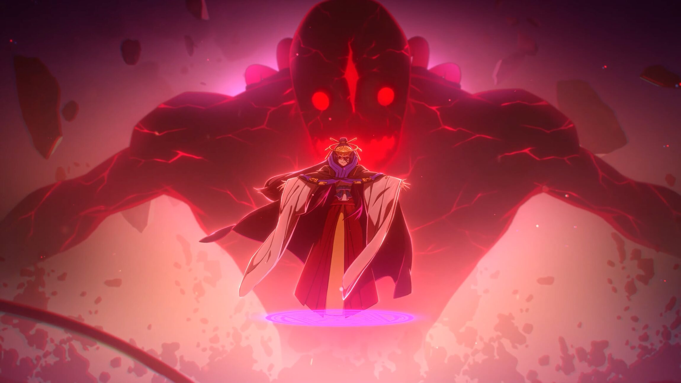 Bösewicht vor einem gigantischen Titanen