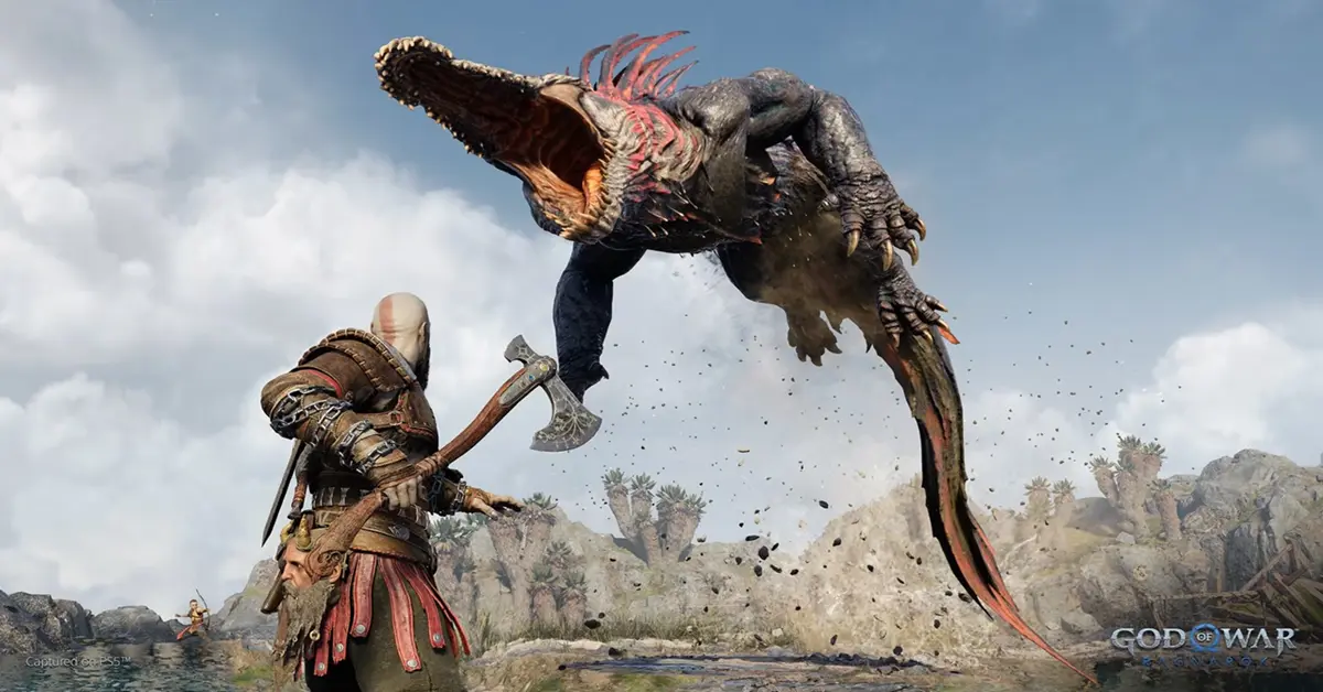 Kratos schwingt die Leviathan-Axt im hochauflösenden Ultrawide-PC-Kampf