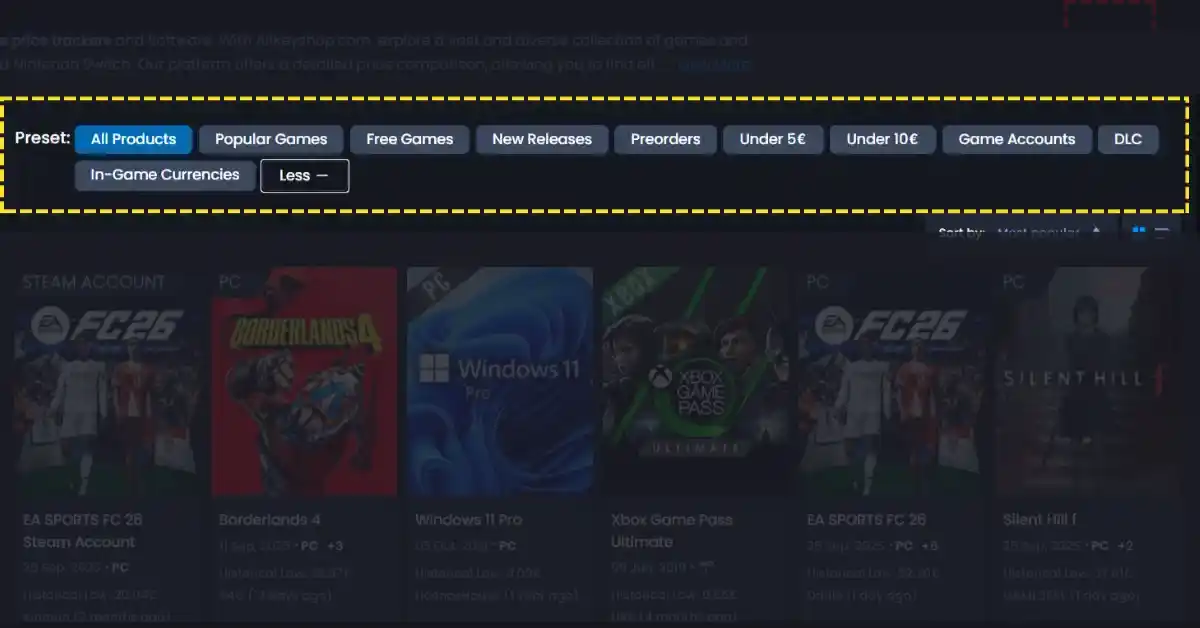 Keyforsteam Katalogvoreinstellungen