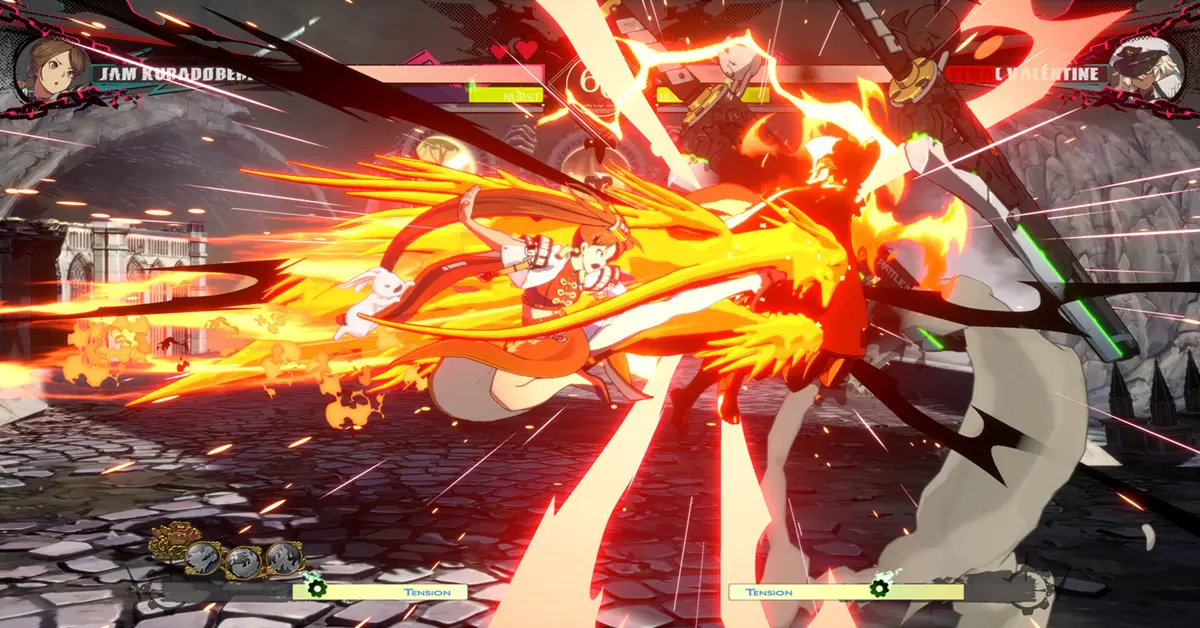 Jam Kuradoberi führt eine dynamische Combo in Guilty Gear Strive Season 5 aus.