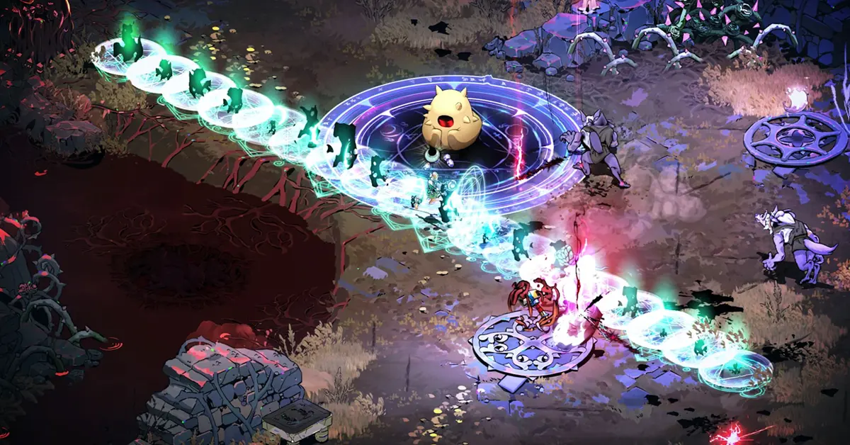 Kampf-Gameplay in Hades II, das Melinoë bei der Verwendung einer Mondfähigkeit zeigt
