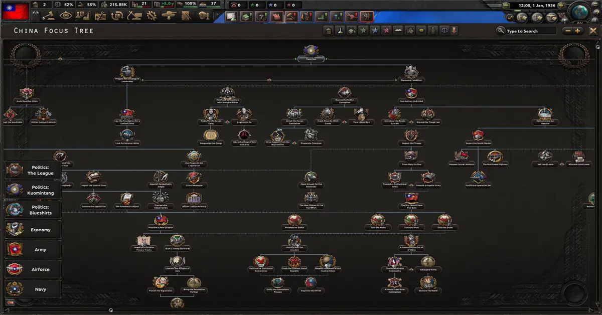 Ein detaillierter Blick auf die neuen Fokusbäume und Fraktionsmechaniken für Japan und China in HoI4