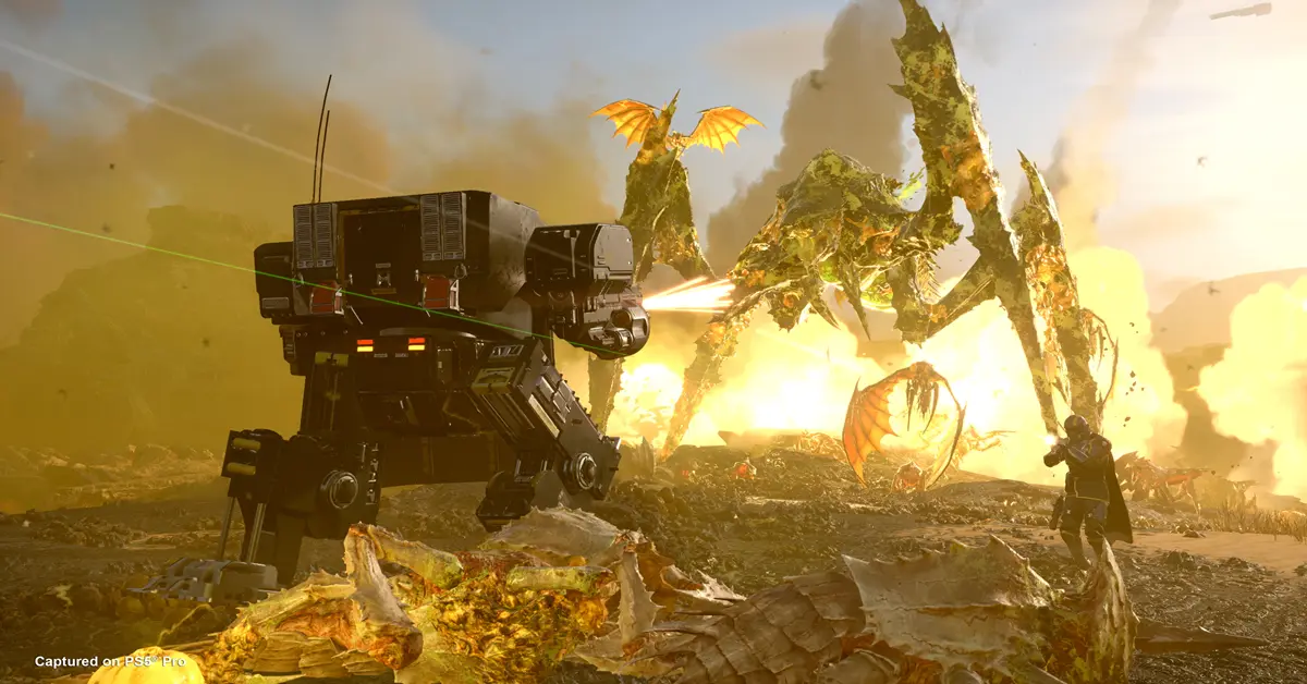 Zwei Spieler nutzen neue Exo-Anzüge, um einen Extraktionspunkt zu verteidigen.