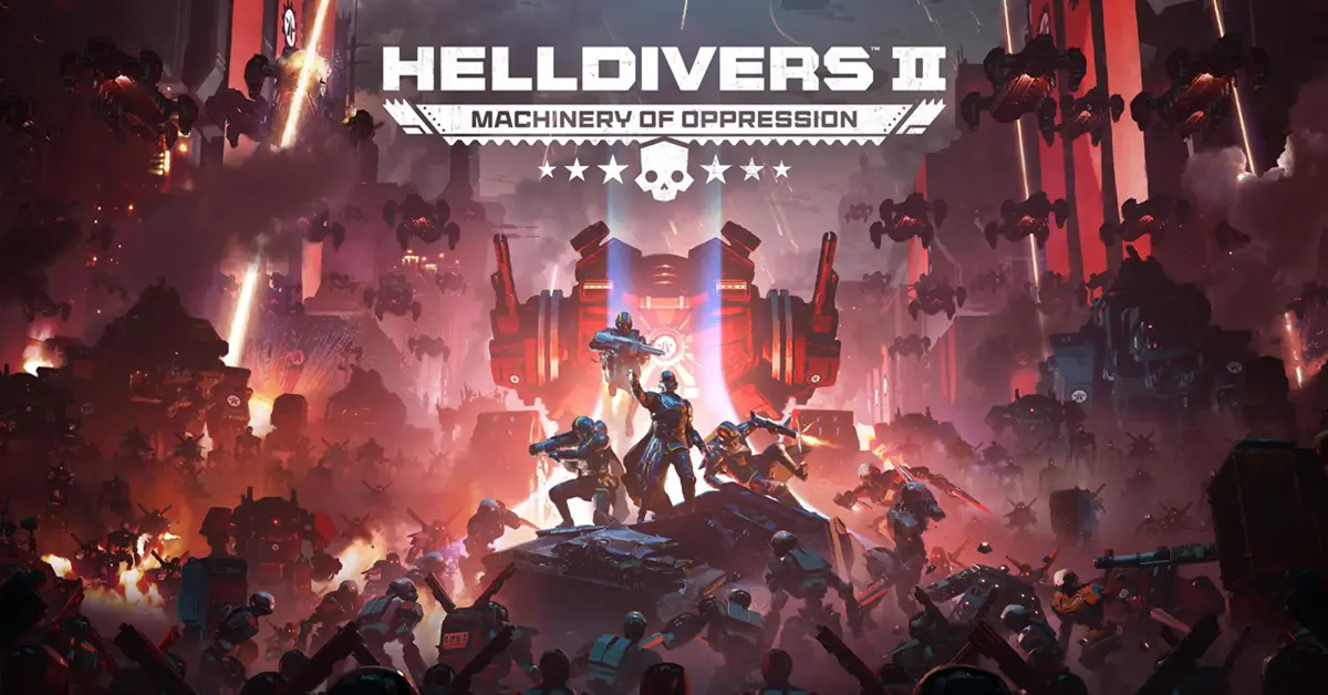 Helldivers 2 Squad kämpft gegen neue saisonale Feinde in einem feurigen Kriegsgebiet