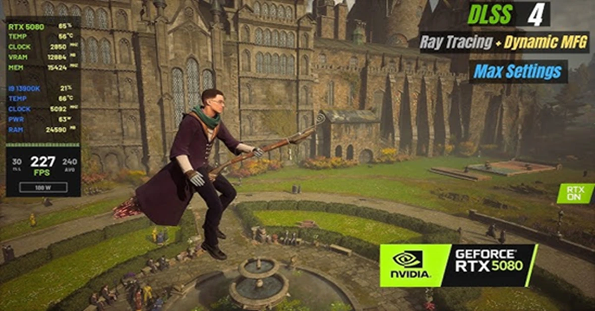 Hogwarts Legacy läuft auf dem PC mit aktiviertem DLSS4 und verbessertem Raytracing.