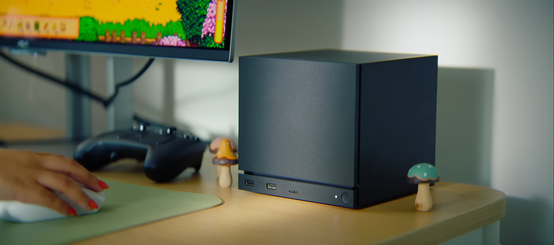 Steam Machine aus der Nähe auf einem Schreibtisch