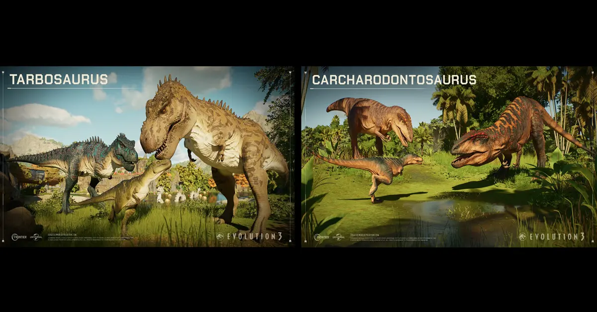 Ein visueller Vergleich zwischen dem kostenlosen Carcharodontosaurus und dem kostenpflichtigen Tarbosaurus aus dem DLC