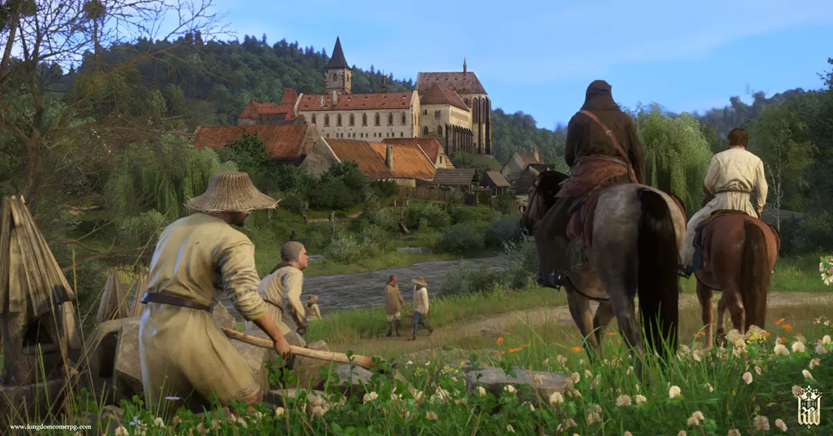 Heinrich von Skalitz blickt über ein üppiges mittelalterliches Tal in Kingdom Come: Deliverance.