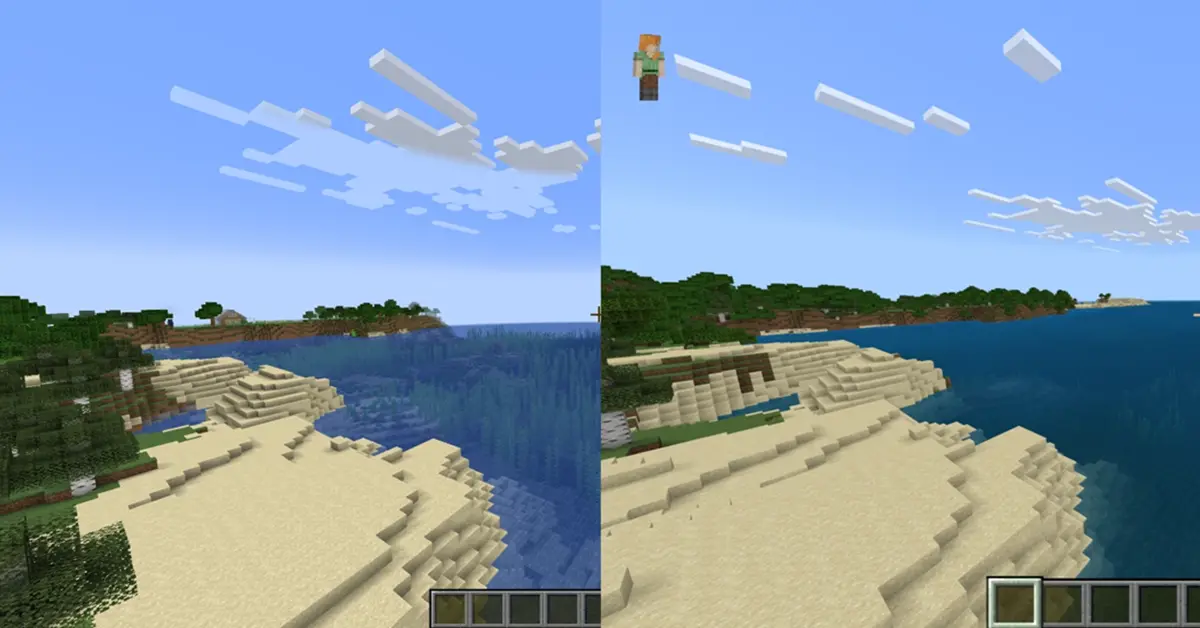 Direkter Vergleich der Benutzeroberflächen von Minecraft Java und der Bedrock Edition