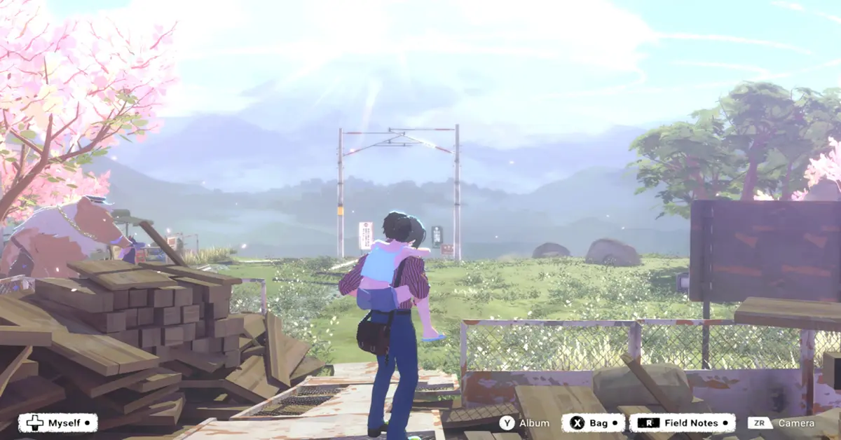 Der erschöpfte Fotograf erkundet die Cel-Shading-Dämmerlande in OPUS: Prism Peak.