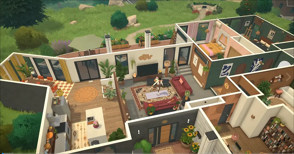 Paralives-Gameplay zeigt einen Charakter in einem detaillierten, maßgeschneiderten Haus