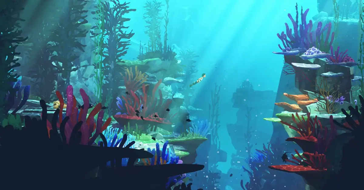Eine Nahaufnahme einer neuen Rätselmechanik mit biolumineszierenden Pflanzen in Planet of Lana II.