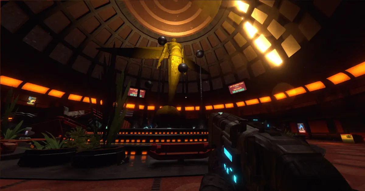 RetroSpace-Gameplay-Screenshot, der Begegnungen mit Mutanten auf der Raumstation und ein Retro-HUD zeigt