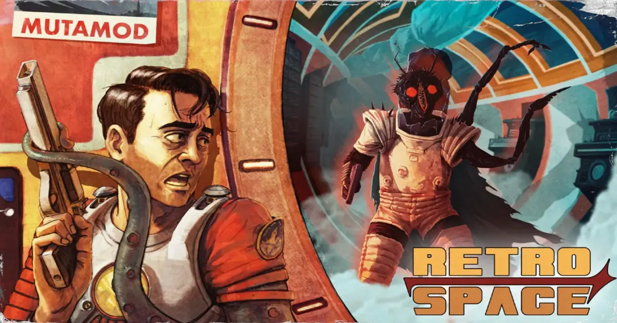 RetroSpace PC-Steam-Veröffentlichungsbanner mit 1970er-Science-Fiction-Ästhetik