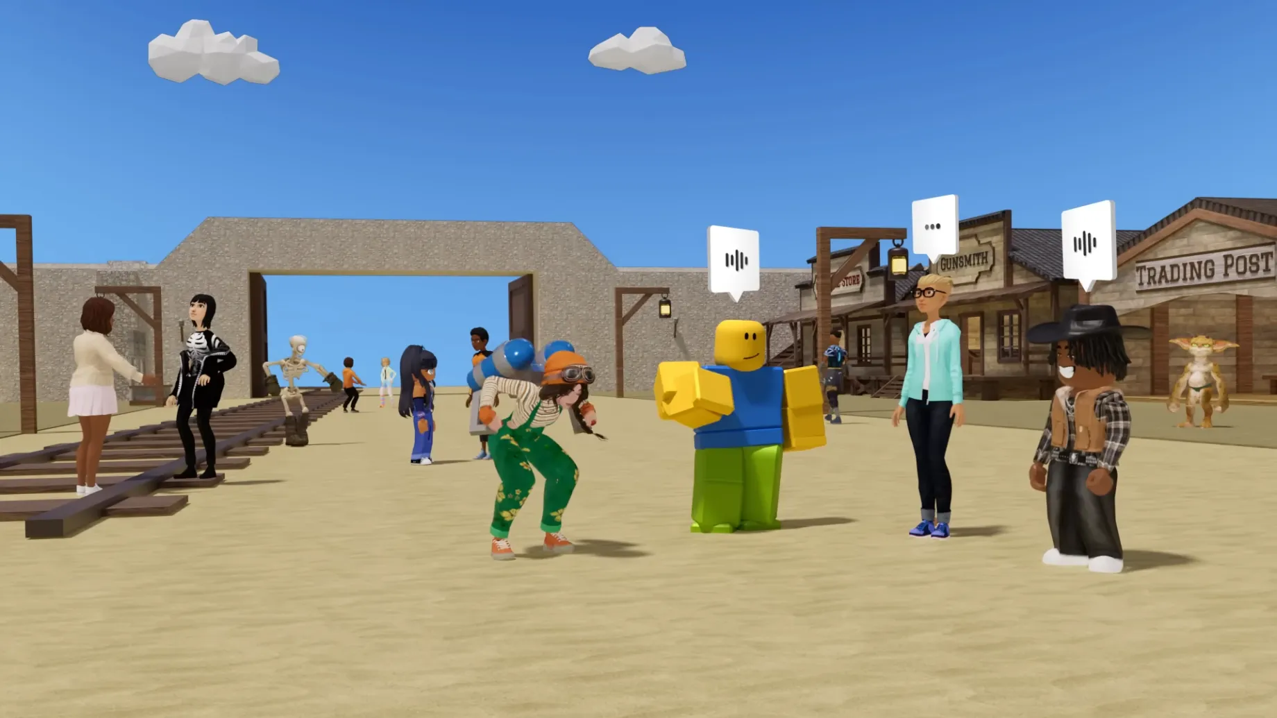 personnages qui discutent dans un village