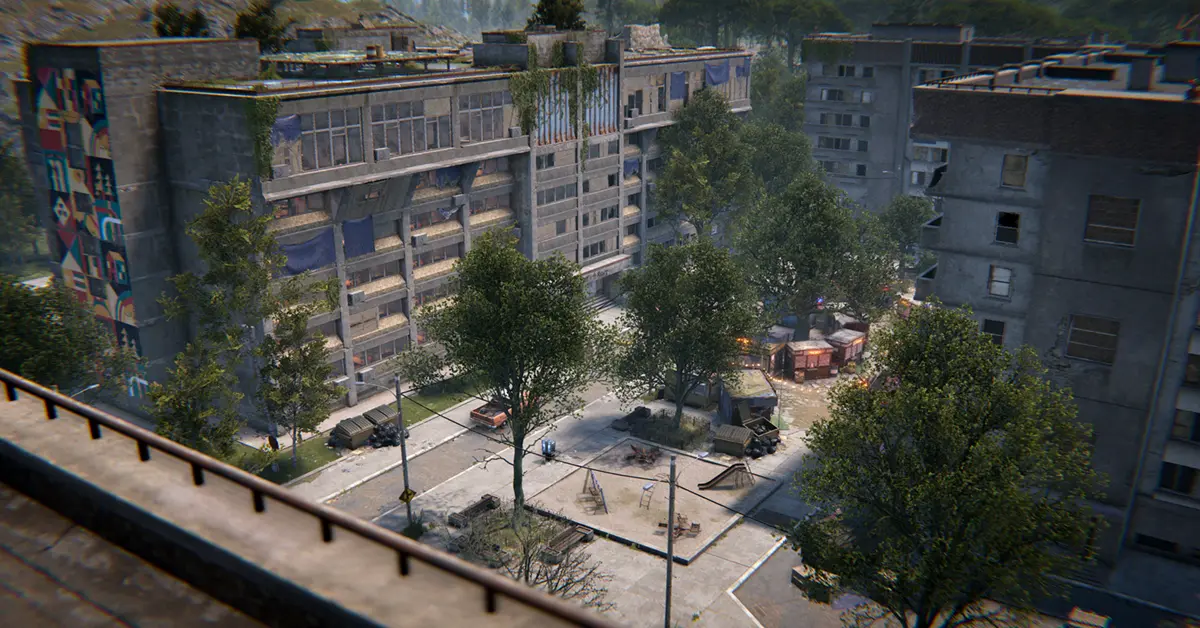 Die Benutzeroberfläche des neuen Apartmentkomplex-Monuments im Rust Common Ground Update
