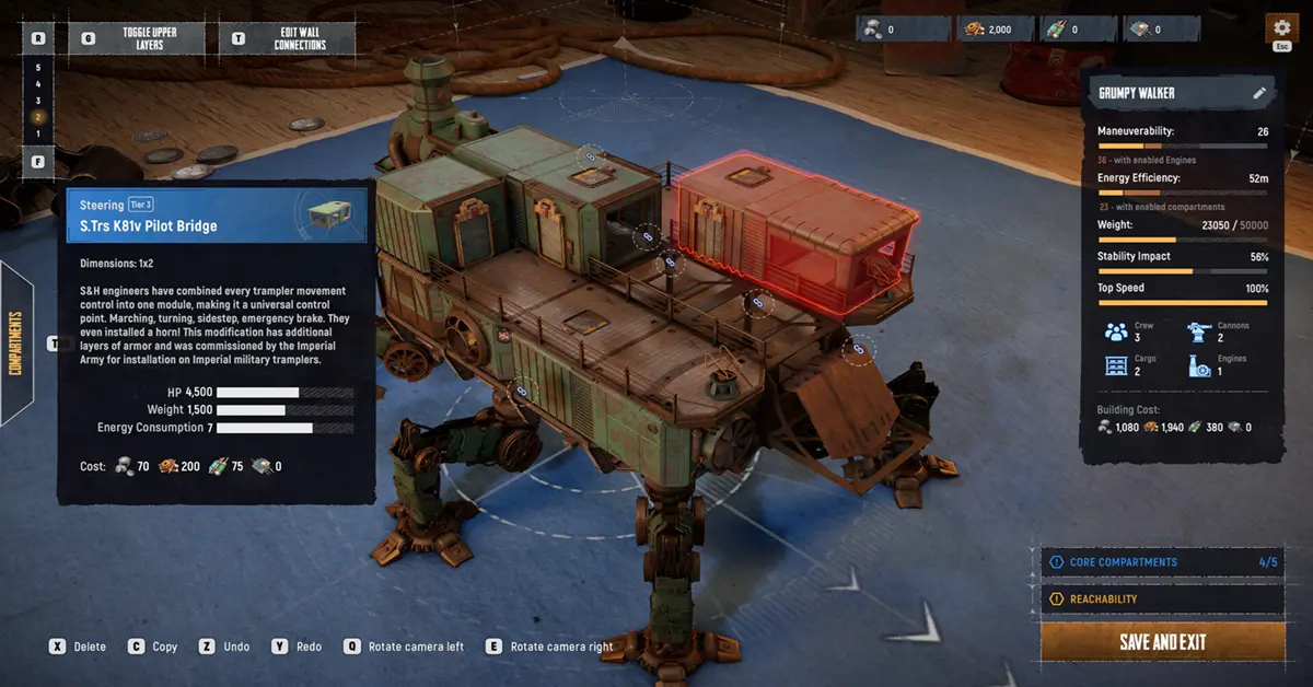 Innere Cockpit-Perspektive eines Spielers, der einen Trampler-Mech in SAND steuert
