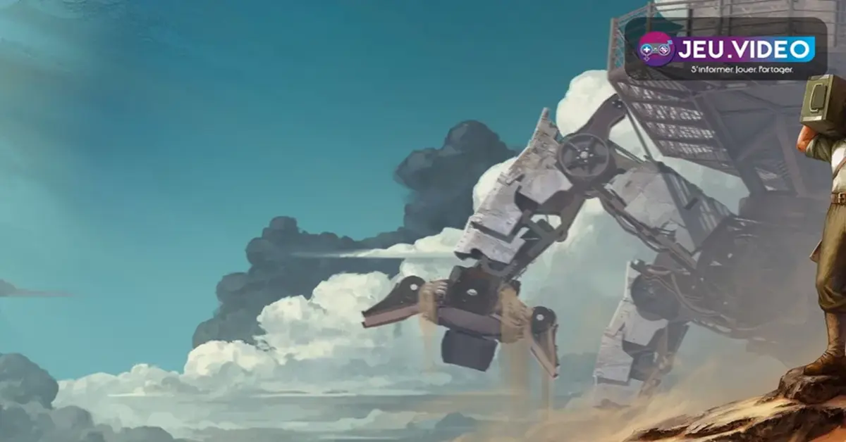 Ein massiver, individuell angepasster mechanischer Trampler-Mech schreitet durch eine zerstörte Wüstenlandschaft in SAND Raiders of Sophie