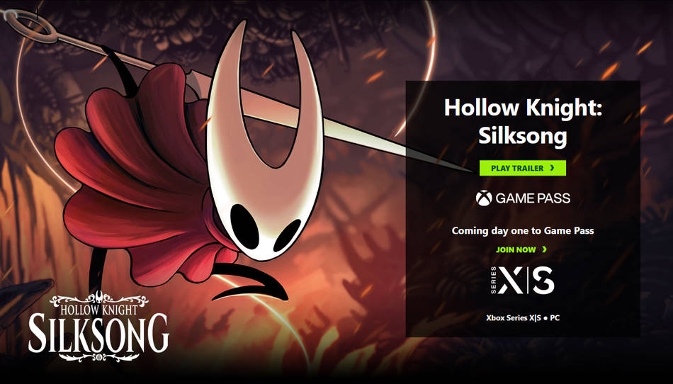 Offizielle Seite von Microsoft für Hollow Knight Silksong