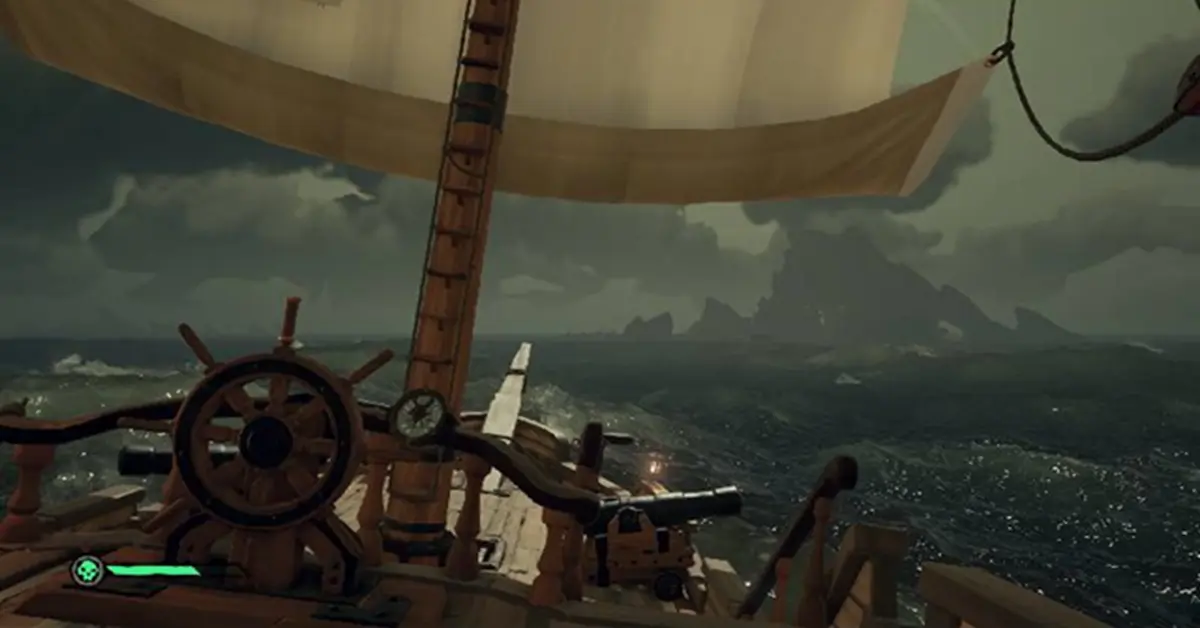 Eine Galeone navigiert durch einen schweren Sturm in der Sea of Thieves 2026 Edition.