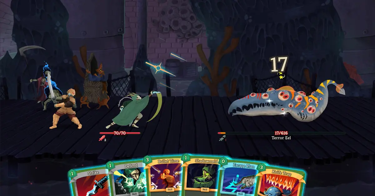 Slay the Spire 2 Benutzeroberfläche, die die neuen Platzhalter-Grafiken im MS Paint-Stil während eines Kartenkampfes zeigt.