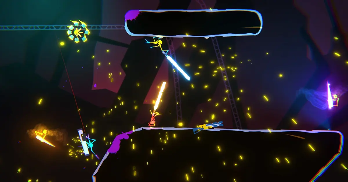 Eine Spinne, die in SpiderHeck durch eine gefahrenreiche Karte schwingt.