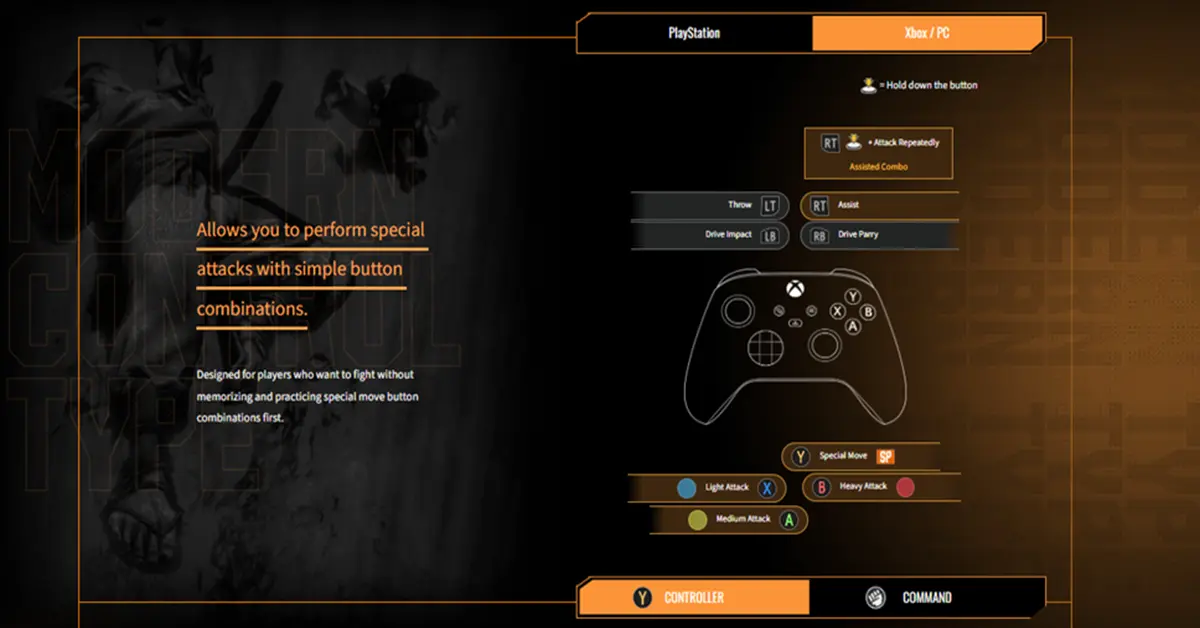 Das Modern Control Interface in Street Fighter 6.