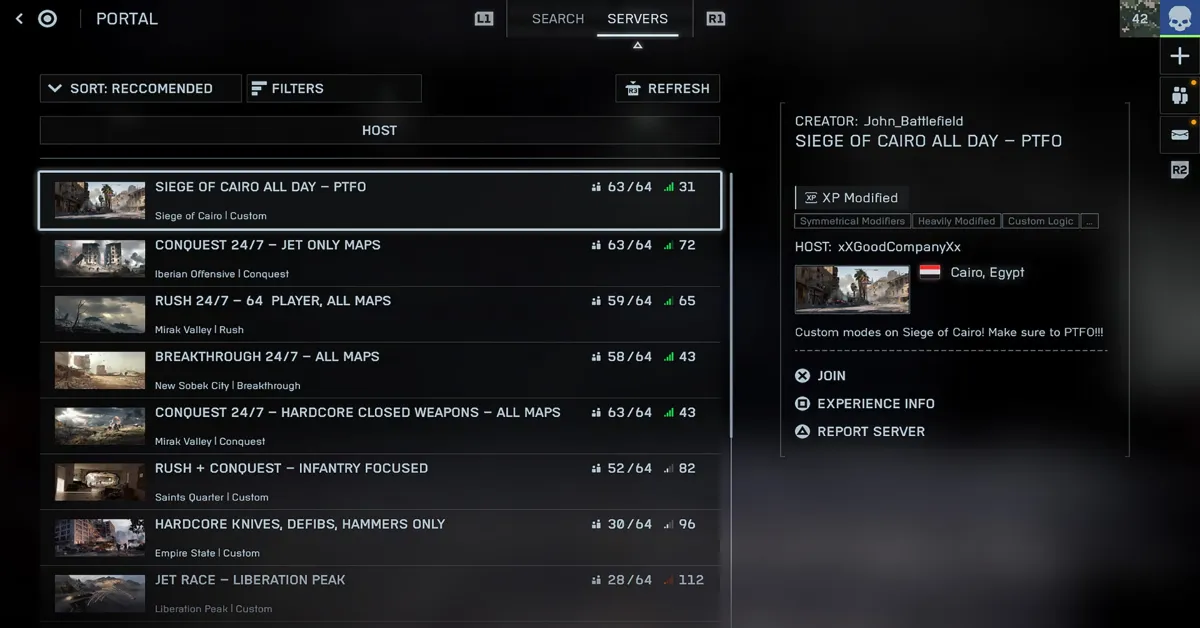 Battlefield 6 Server Broswer