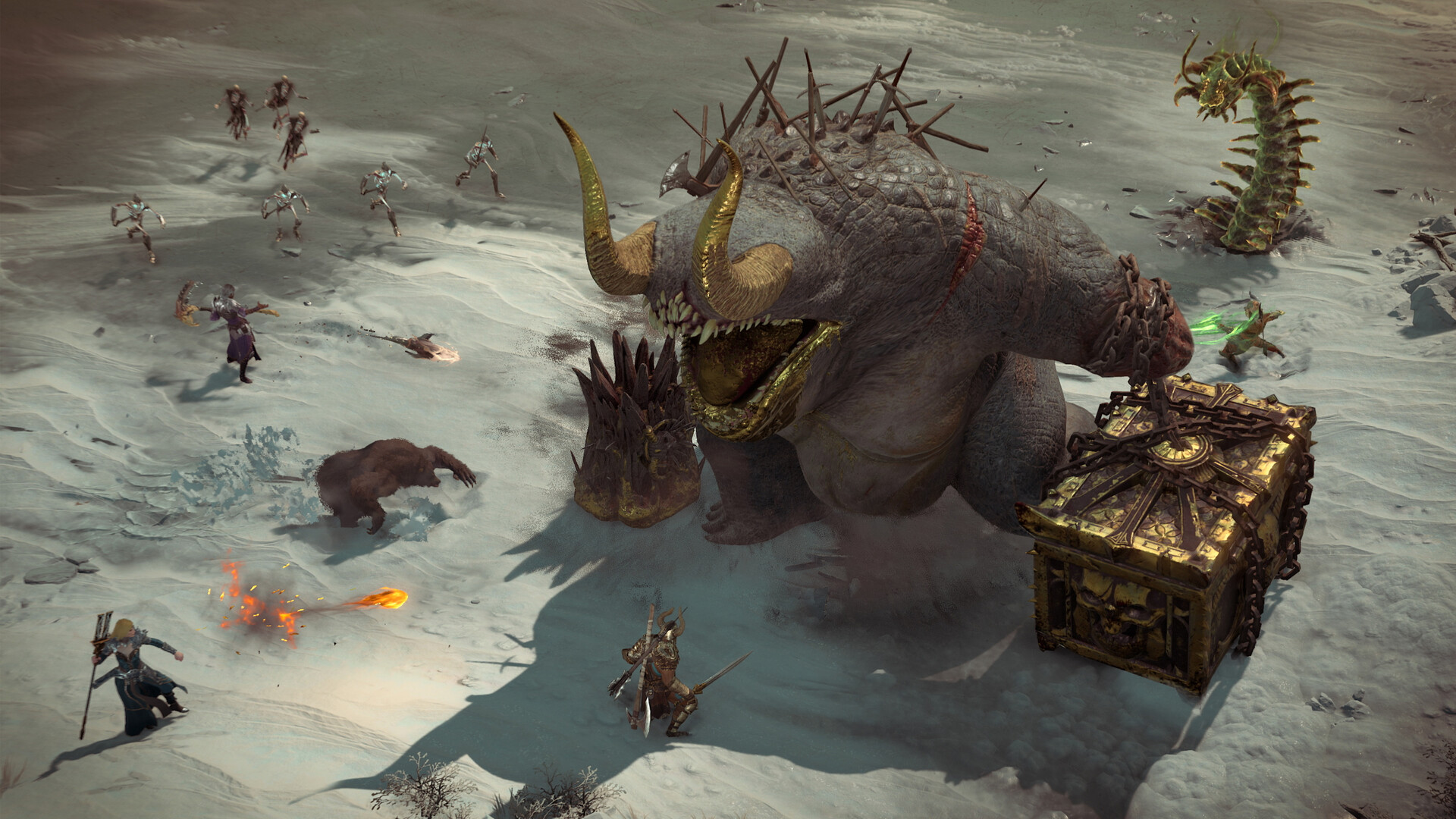Diablo IV Kampfszene mit Held gegen dämonische Gegner