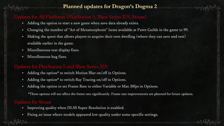 Dragon’s Dogma 2 neue Patchinhalte, Fixes und Änderungen