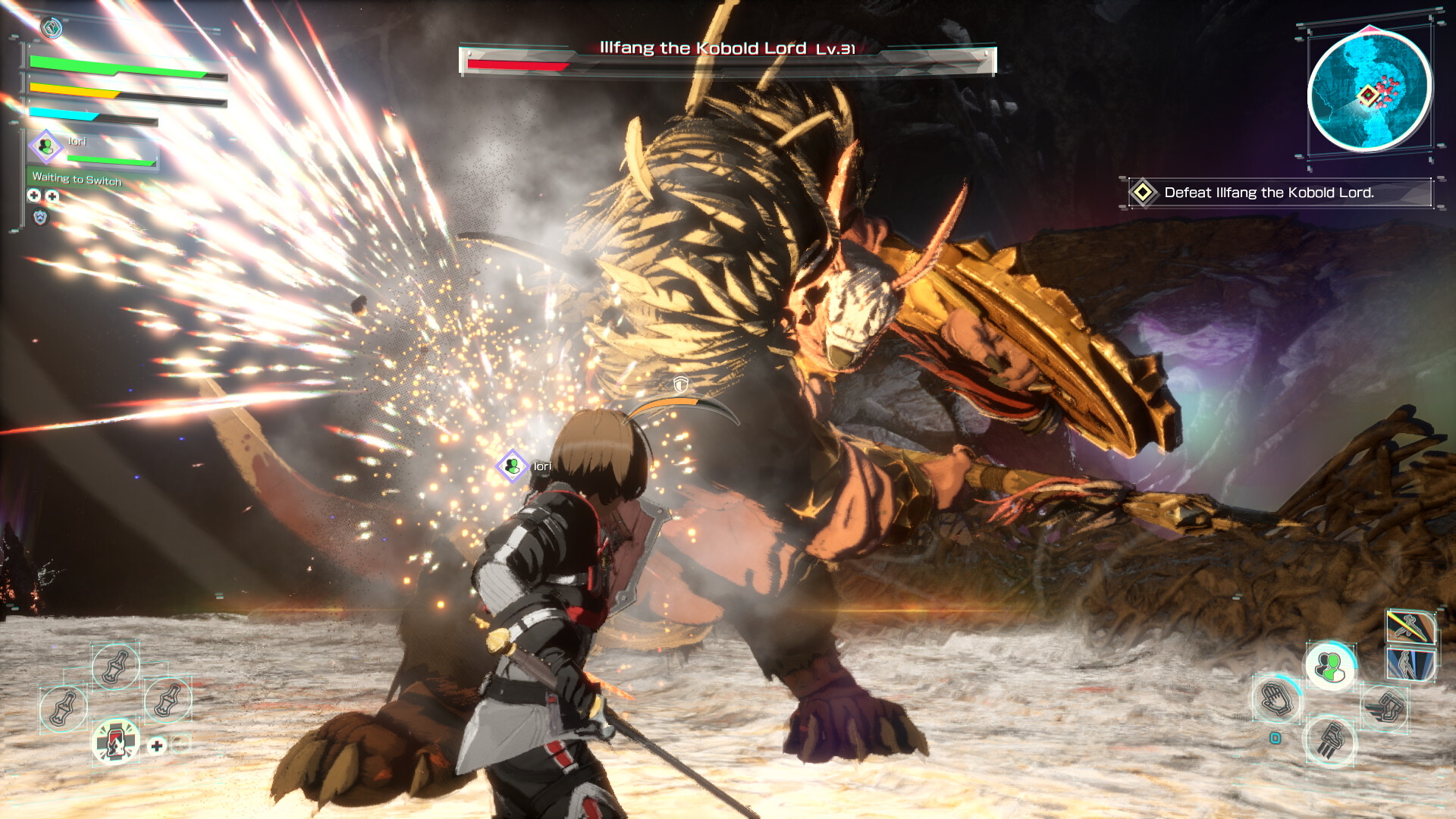 Echoes of Aincrad Kampfszene mit Dungeon-Action-RPG-Atmosphäre
