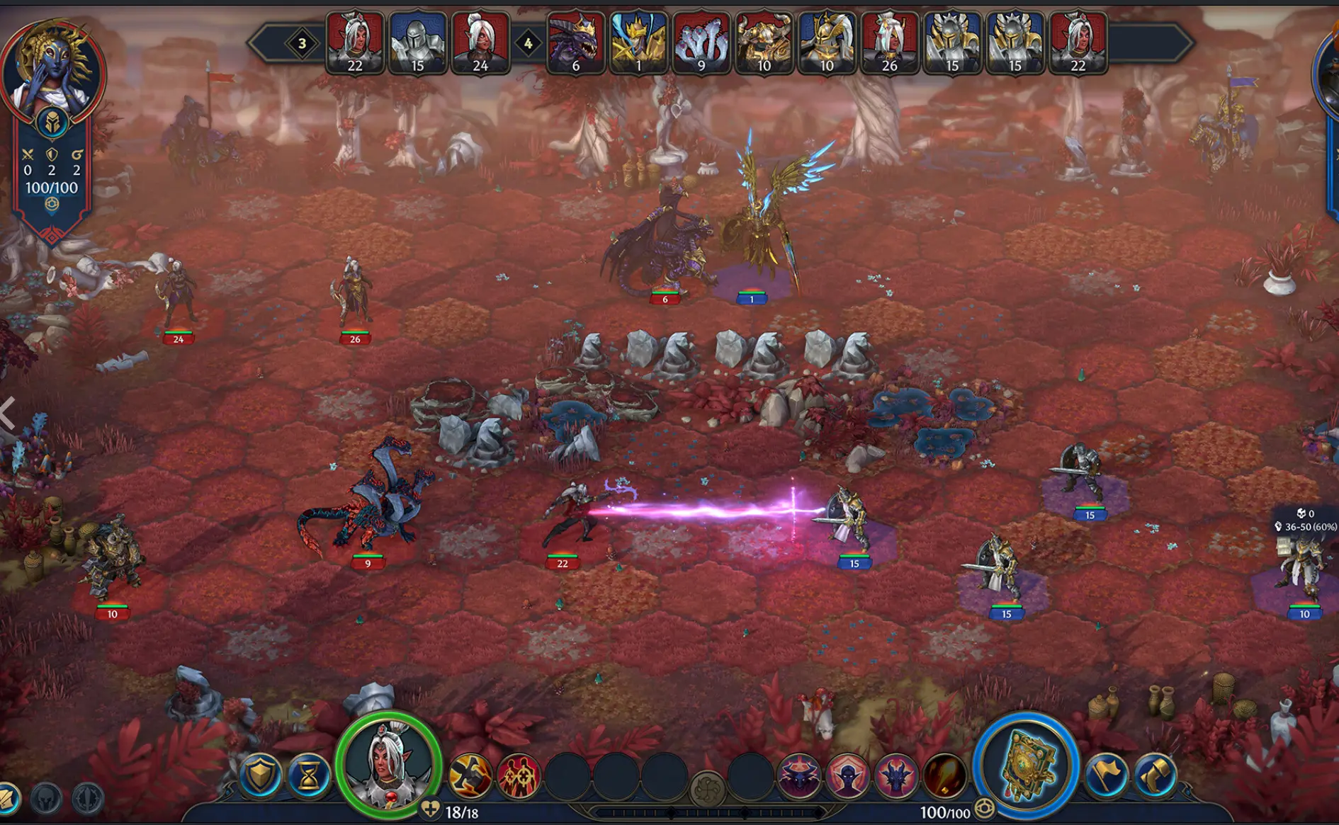 Heroes of Might and Magic Olden Era taktischer Kampf mit Zaubereffekten