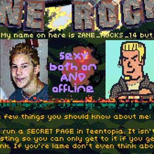 Hypnospace Outlaw Zane Rocks Website