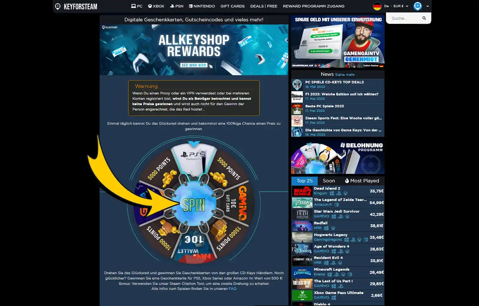 Keyforsteam Wheel of Fortune