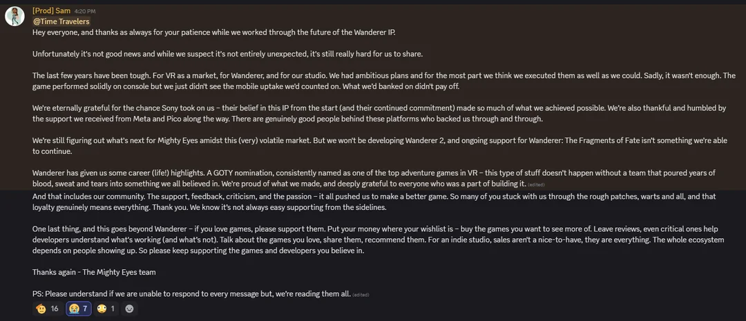 Wanderer IP Cancelled