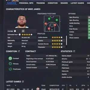 Pro Basketball Manager 2026 - Spielermerkmale